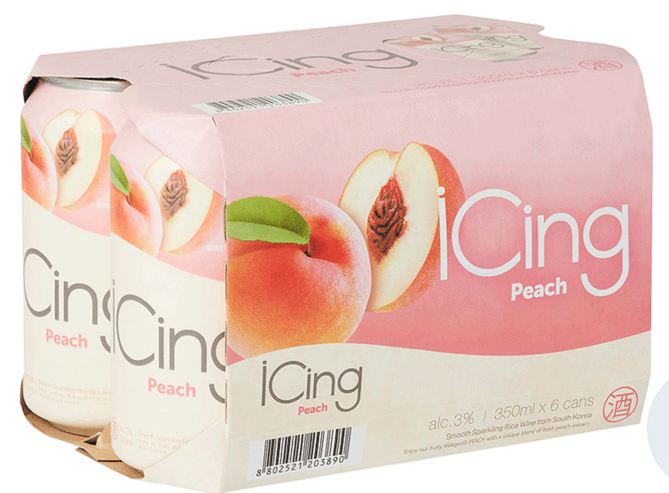 iCing Peach Sparkling Makgeolli 6 Packs 350ml
