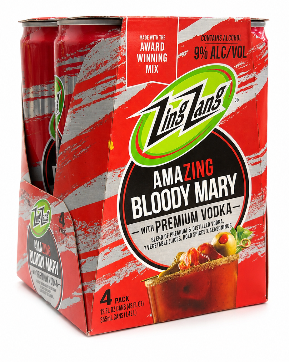 Zing Zang Bloody Mary with Vodka Ready-to-Drink Cocktail 4 Pack 355ml cans