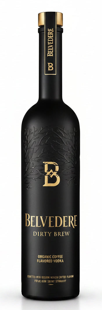 Belvedere Dirty Brew Coffee Vodka 750ml organic coffee flavored vodka bottle.