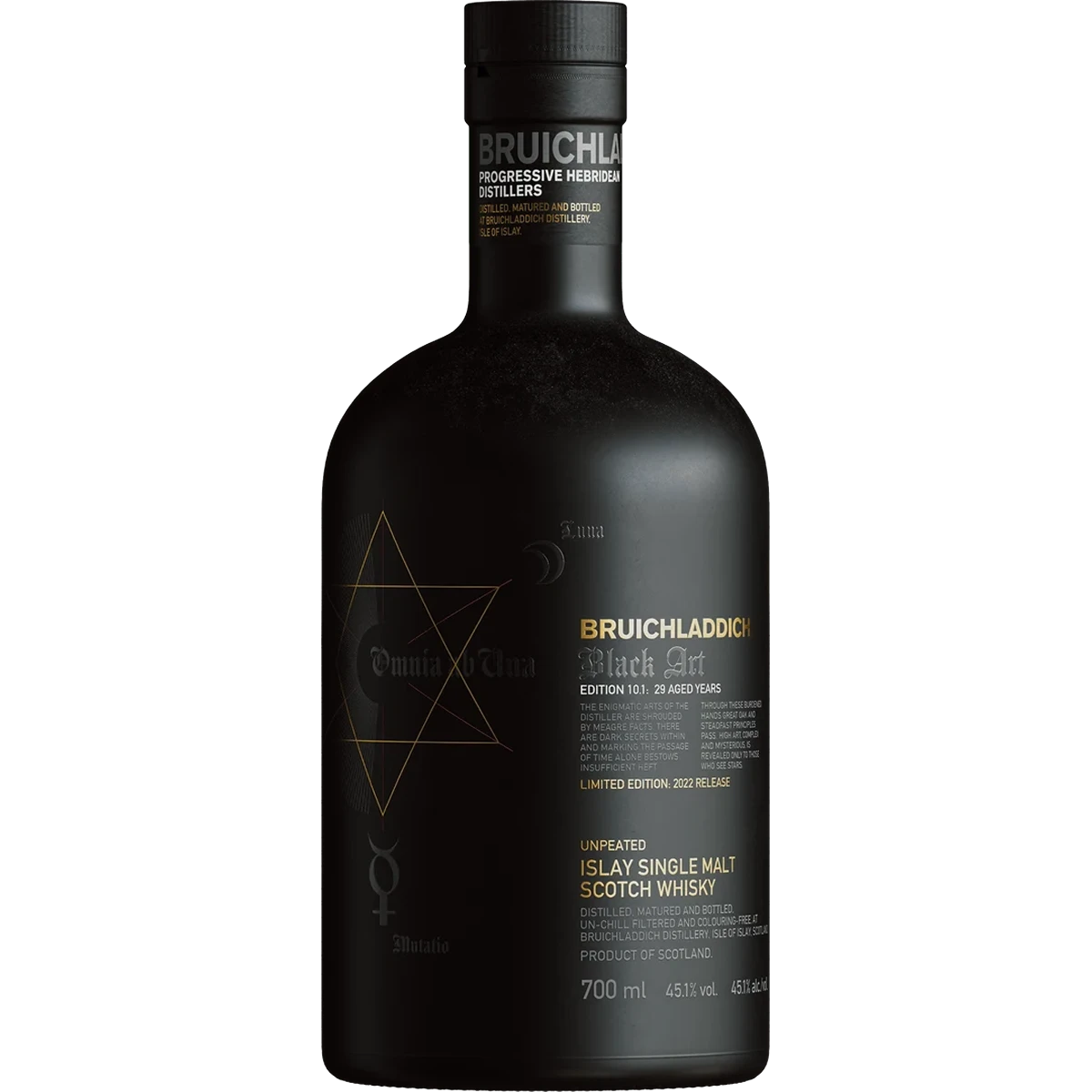 Bottle of Bruichladdich Black Art Edition 10.1 29 Year Unpeated Single Malt Scotch Whisky Limited Edition 90.2 Proof 750ml