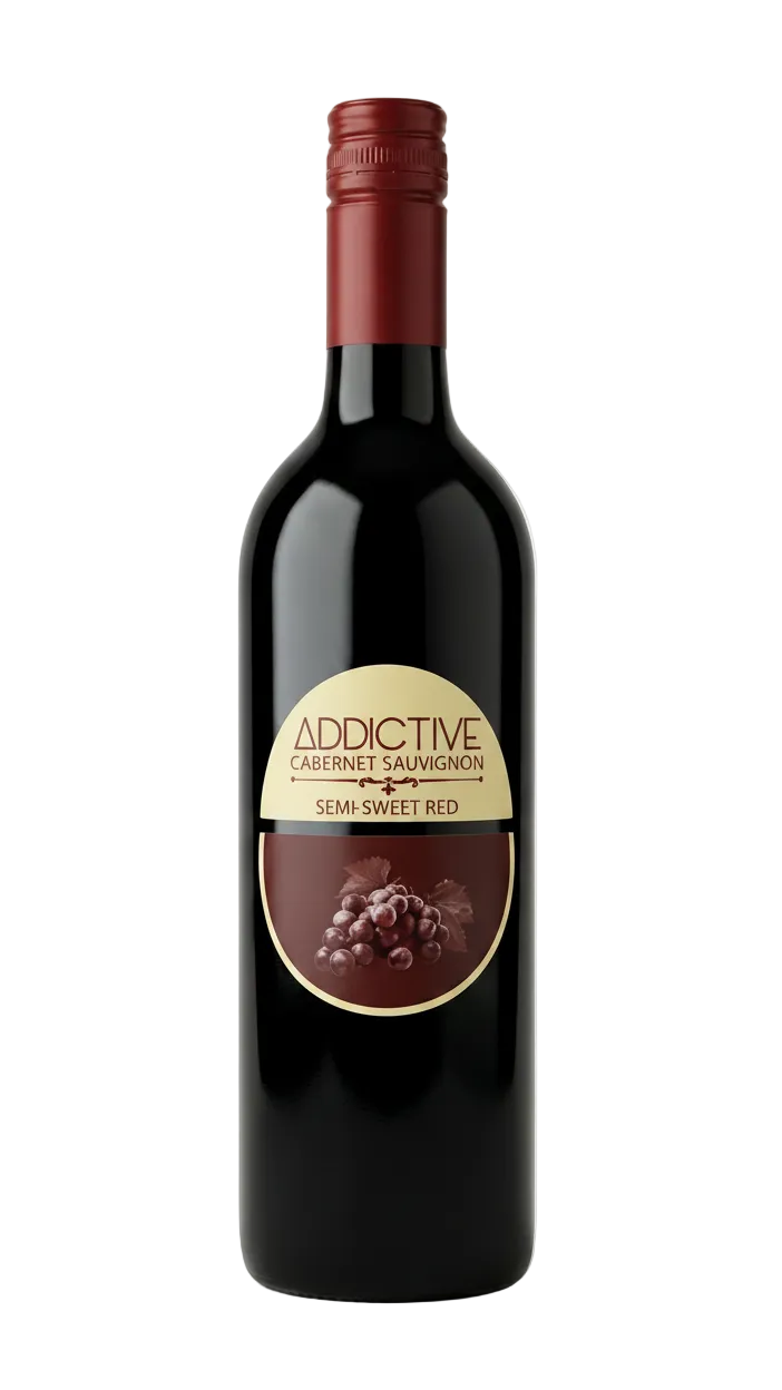 Addictive Cabernet Sauvignon Semi Sweet Red 750ml French red wine bottle.