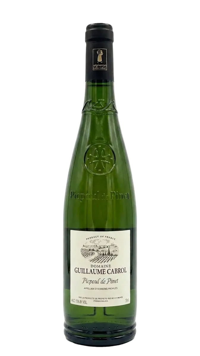 Domaine Guillaume Cabrol Picpoul de Pinet 2025 750ml French white wine bottle.