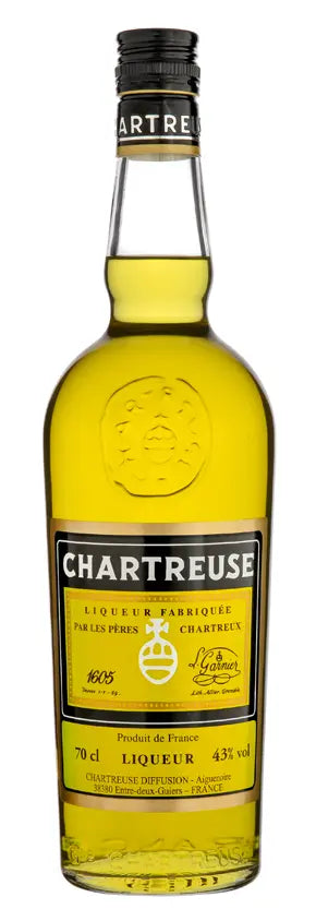 Chartreuse Yellow French Herbal Liqueur 700ml bottle crafted by Carthusian monks.