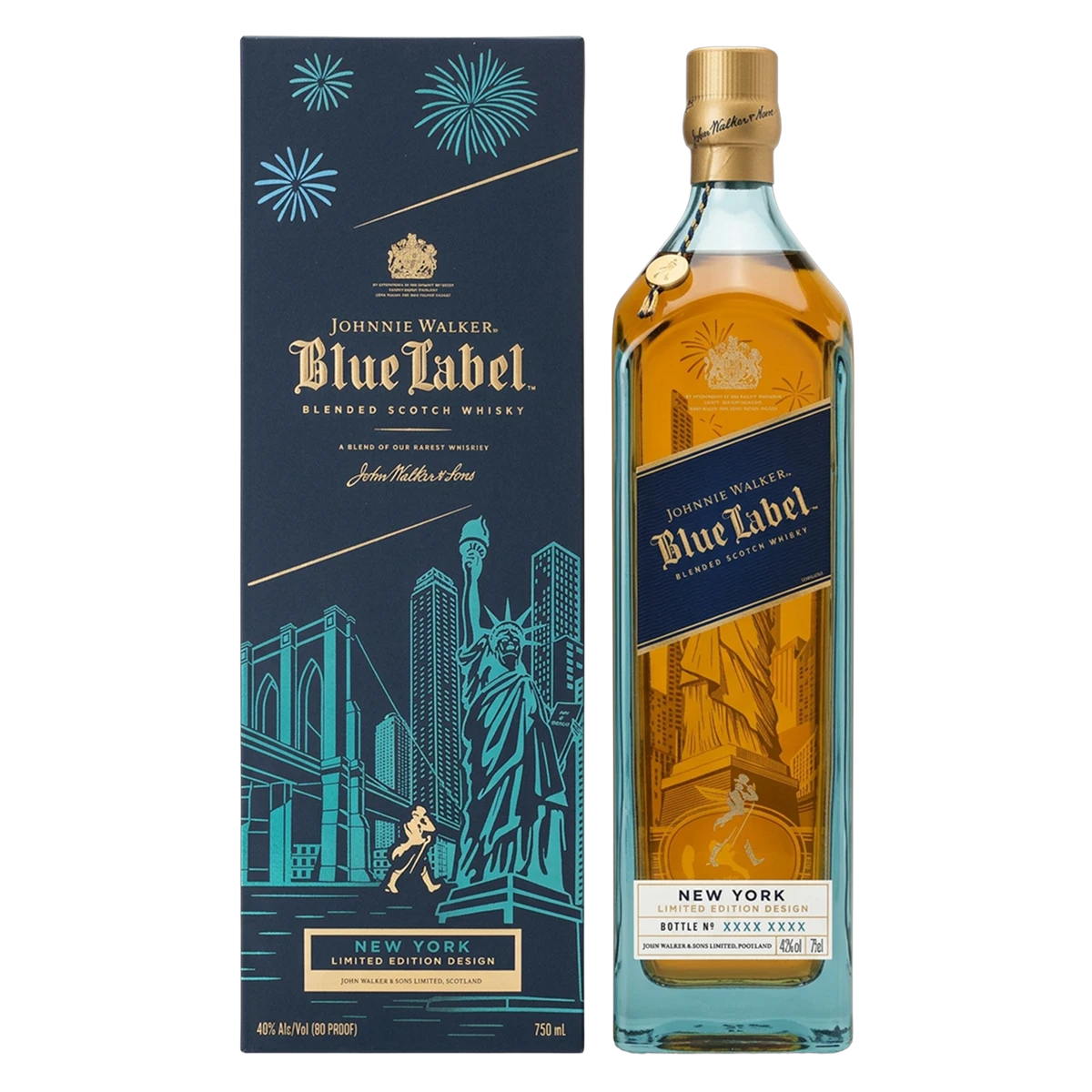Johnnie Walker Blue Label Blended Scotch Whisky New York Limited Edition Design 750ml