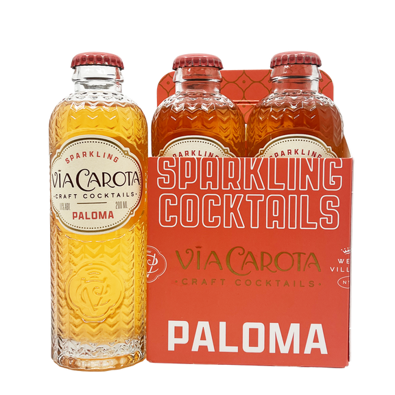 Via Carota Sparkling Paloma ready-to-drink tequila cocktail 4 pack with four 200ml bottles.