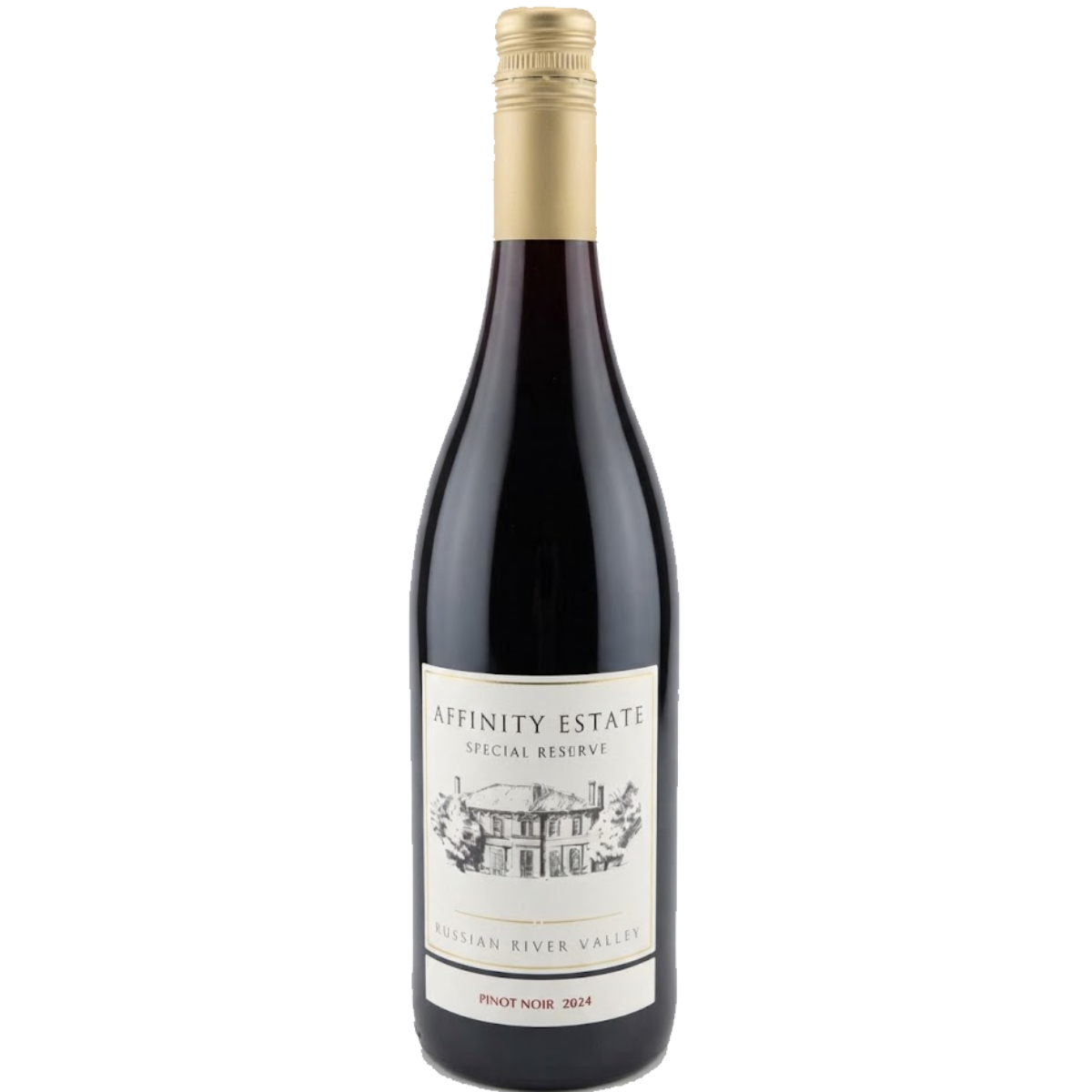 Bottle of Affinity Estate Russian River Pinot Noir 2024, a red wine from Sonoma County, California, 750ml