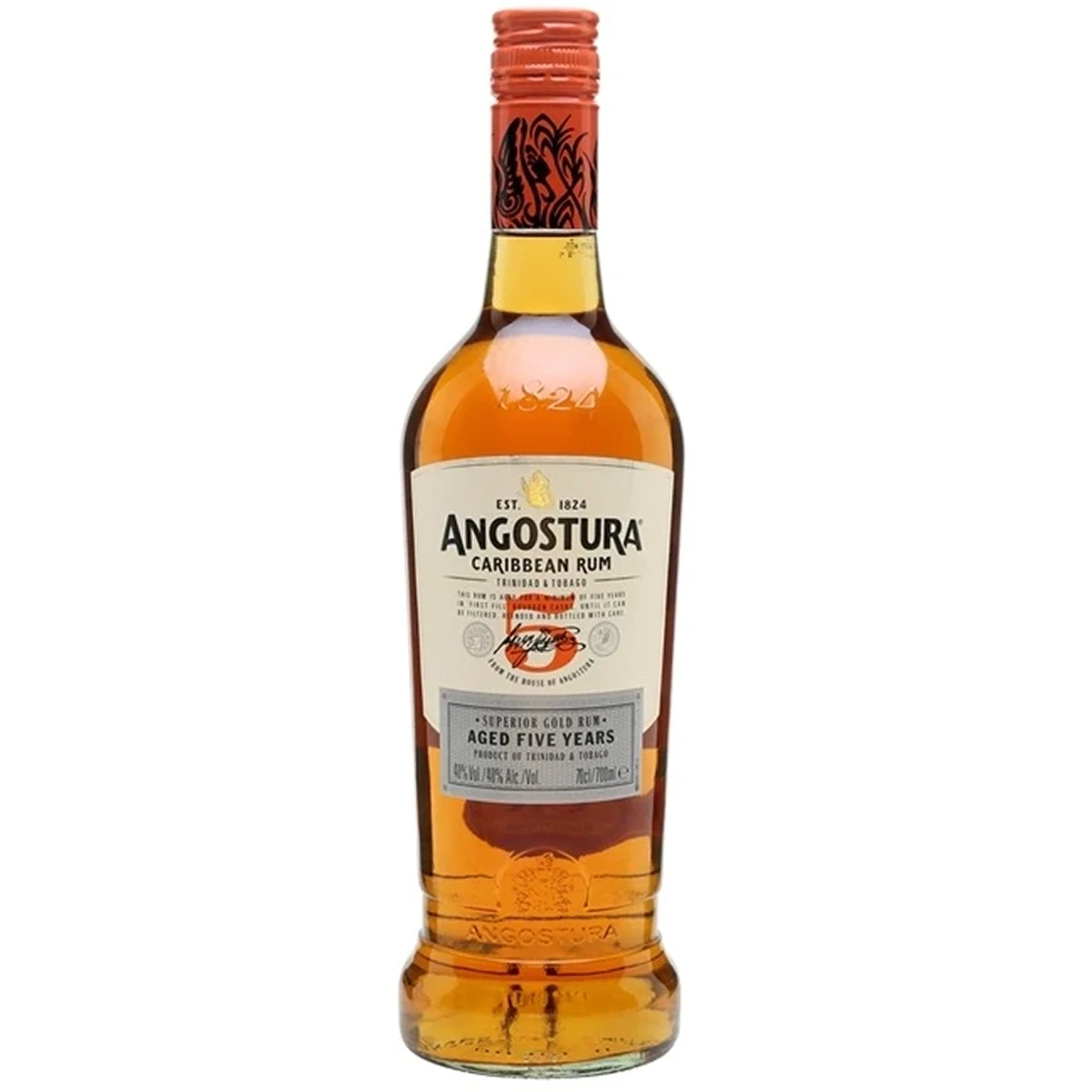 Bottle of Angostura 5 Year Rum, an aged rum from Trinidad & Tobago, 750ml