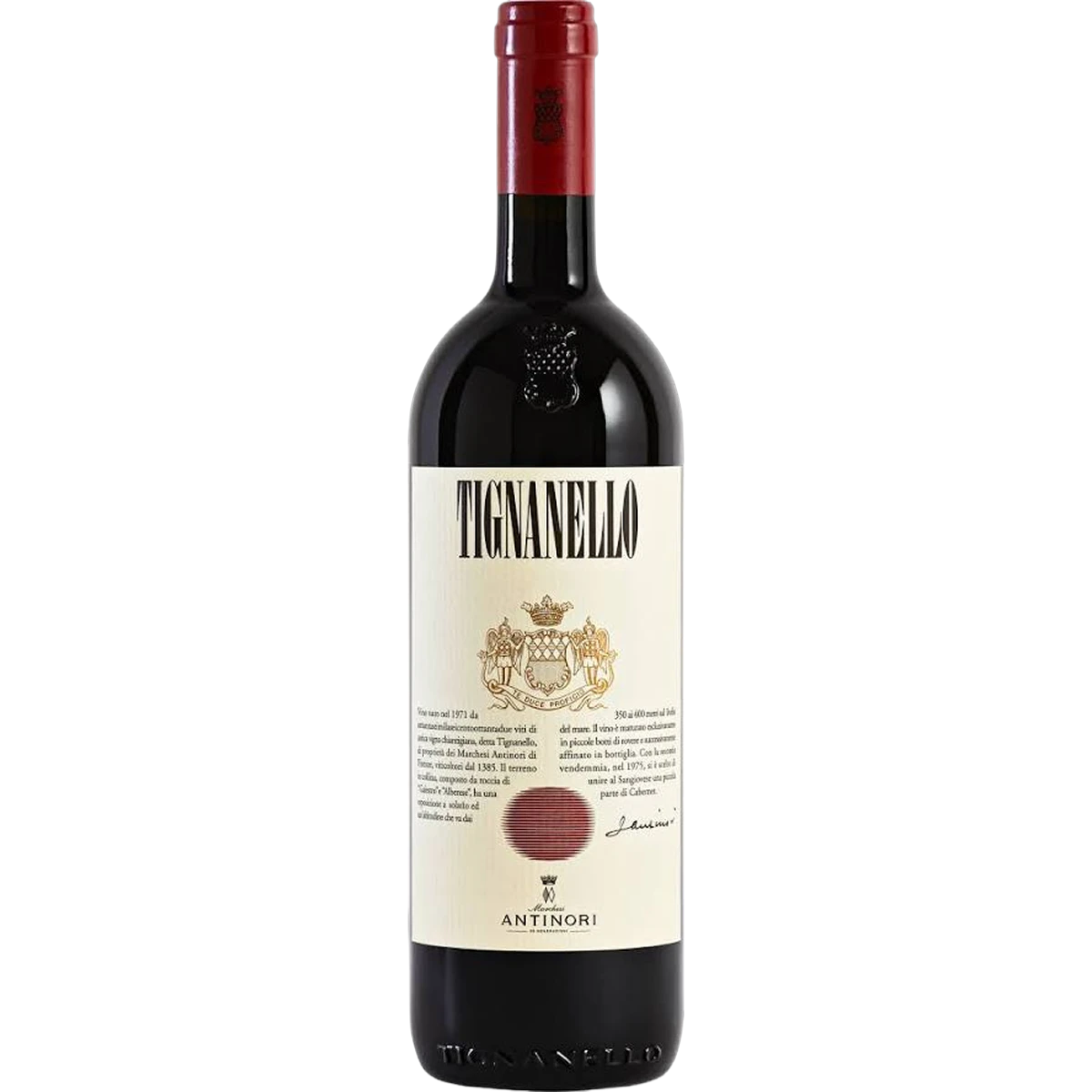 Bottle of Antinori Tignanello 2020, a red wine from Tuscany, Italy, 750ml
