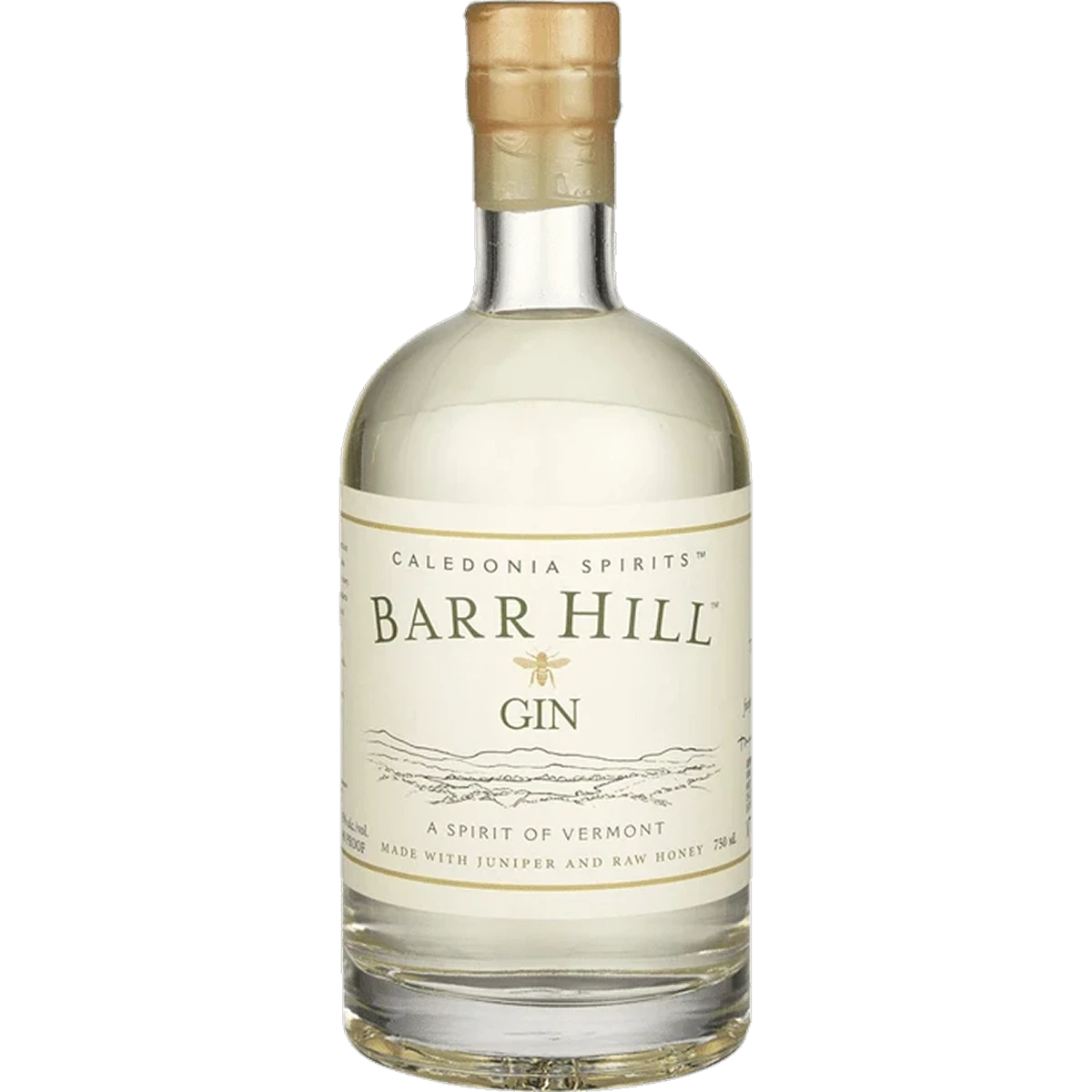Bottle of Barr Hill Gin, a honey gin from Vermont, 750ml