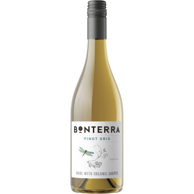Bottle of Bonterra Pinot Gris, a white wine from California, United States, 750ml