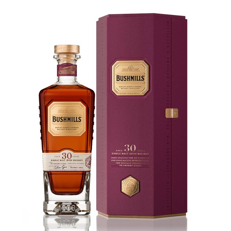 Bottle of Bushmills 30 Year Single Malt Irish Whiskey from Northern Ireland