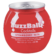Bottle of BuzzBallz Strawberry 'Rita, a ready-to-drink margarita from Carrollton, Texas, 200ml