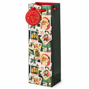 Cakewalk Holiday Vintage Stamps Single Bottle Wine Bag, a single-bottle gift bag for wine