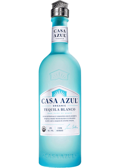 Bottle of Casa Azul Organic Blanco Tequila, an organic blanco tequila from Jalisco, Mexico, 750ml