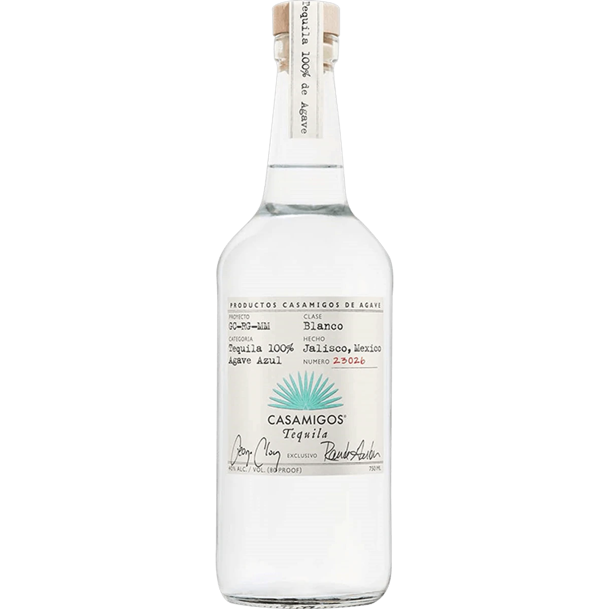 Bottle of Casamigos Blanco Tequila, a blanco tequila from Jalisco, Mexico