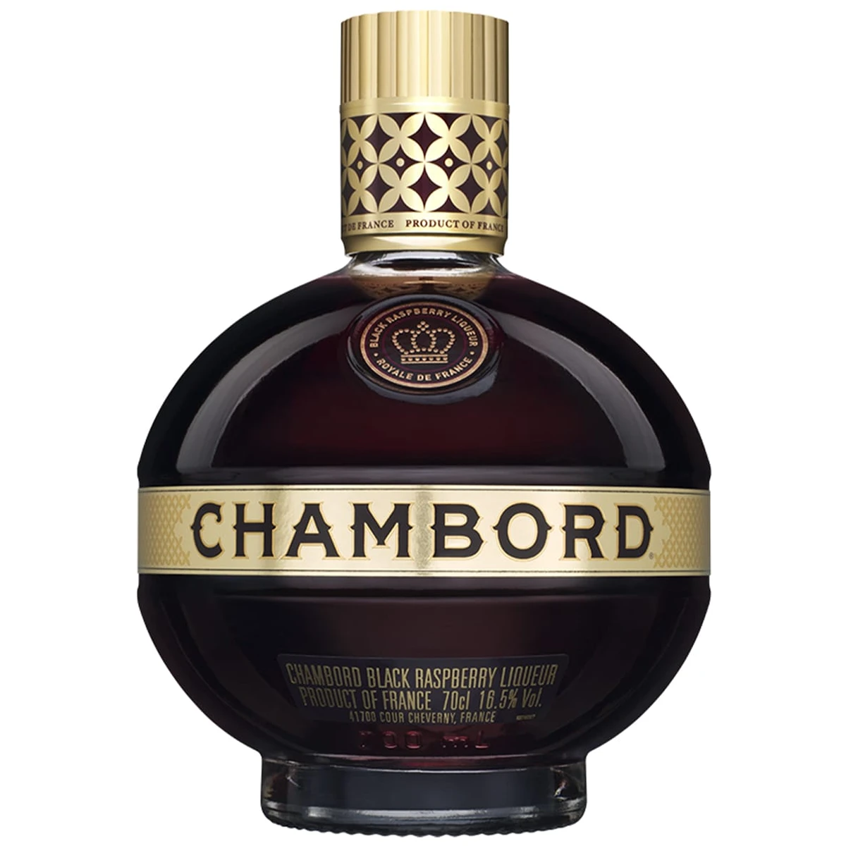 Bottle of Chambord Black Raspberry Liqueur, a fruit liqueur from France