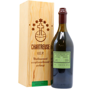 Bottle of Chartreuse Green VEP Verte, an aged herbal liqueur from France, 1L
