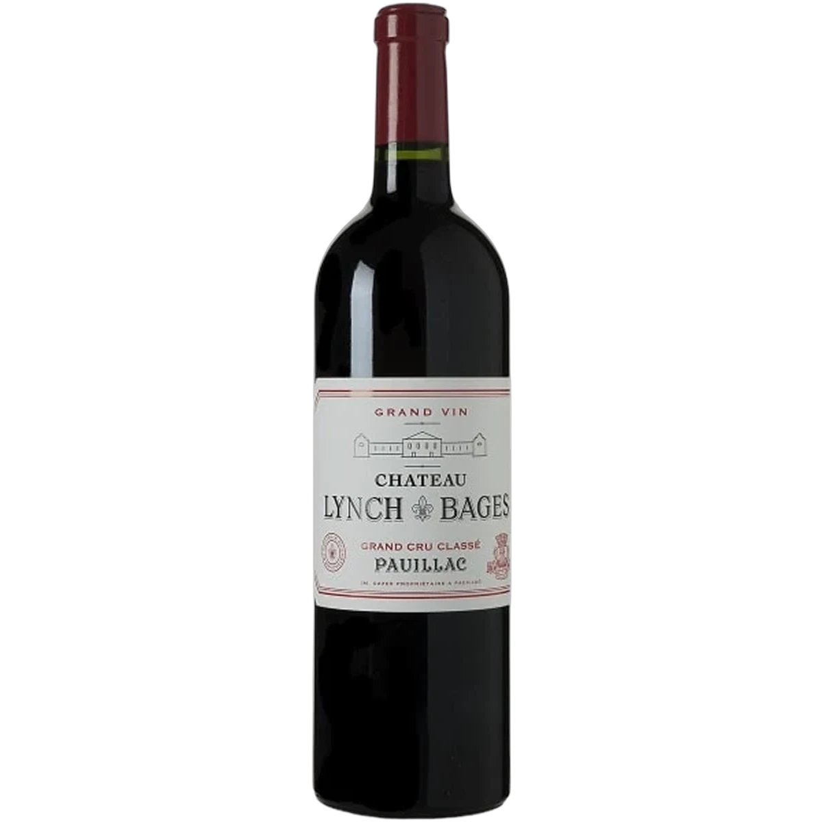 Bottle of Chateau Lynch-Bages 2019, a red wine from Pauillac, Bordeaux, France, 750ml