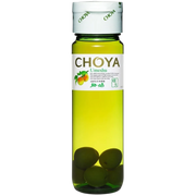 Bottle of Choya Umeshu with Fruit, a plum wine from Osaka, Japan