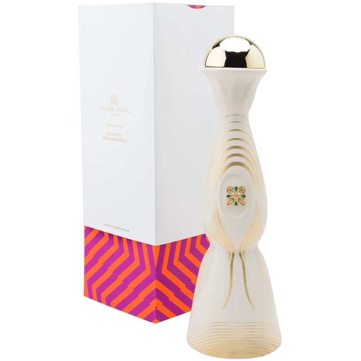 Ivory ceramic decanter and gift box of Clase Azul Spirit of Champions Limited Edition 2026, a joven tequila from Jalisco, Mexico, 1L