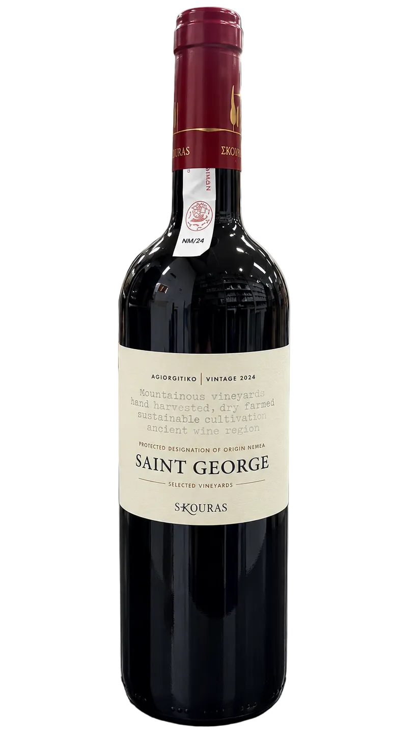 Bottle of Domaine Skouras Agiorgitiko St George Nemea 2024, a red wine from Nemea, Peloponnese, Greece, 750ml