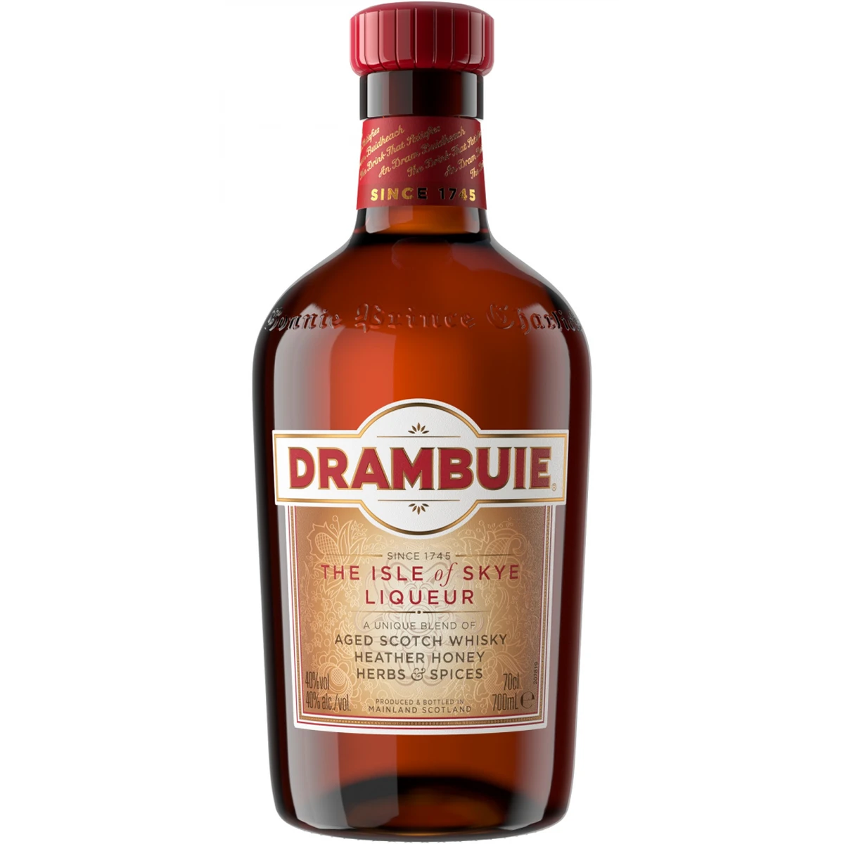 Bottle of Drambuie Liqueur, a whisky liqueur from Scotland