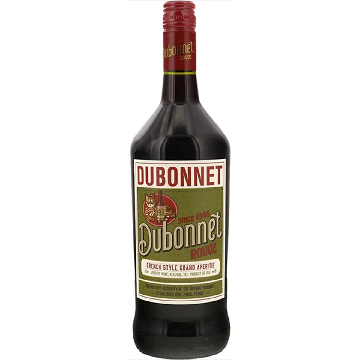 Bottle of Dubonnet Rouge, a red wine aperitif from Kentucky, 1L