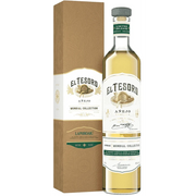 Bottle and gift box of El Tesoro Mundial Collection Laphroaig Edition Anejo Tequila, an añejo tequila from Jalisco, Mexico, 750ml