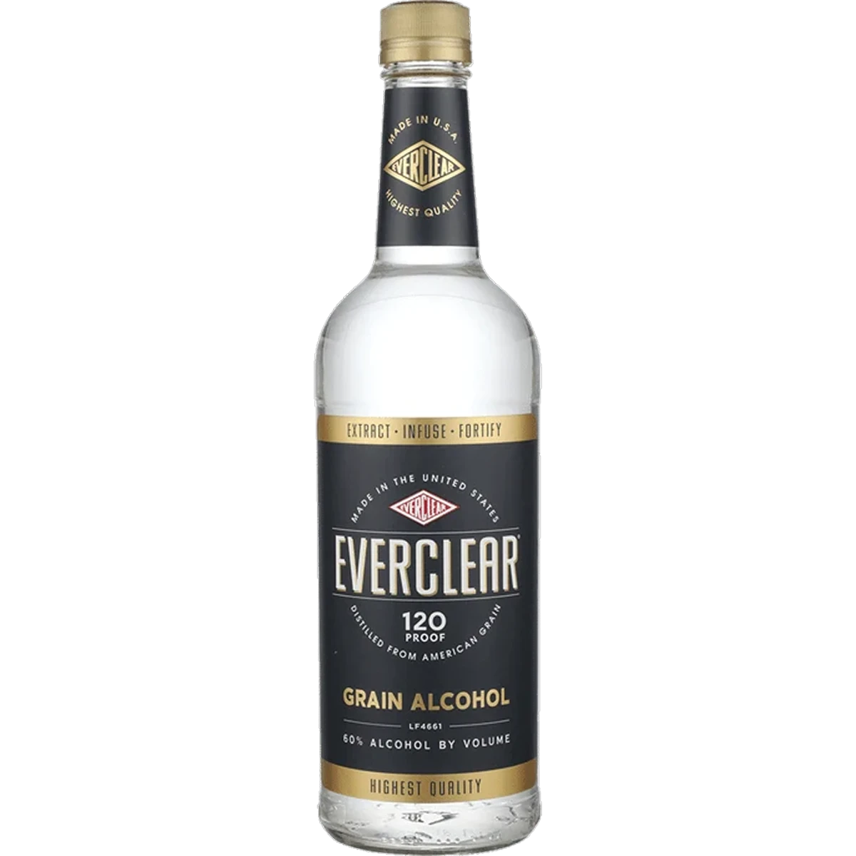 Bottle of Everclear Grain Alcohol 190 Proof, a grain spirit from the United States, 1L