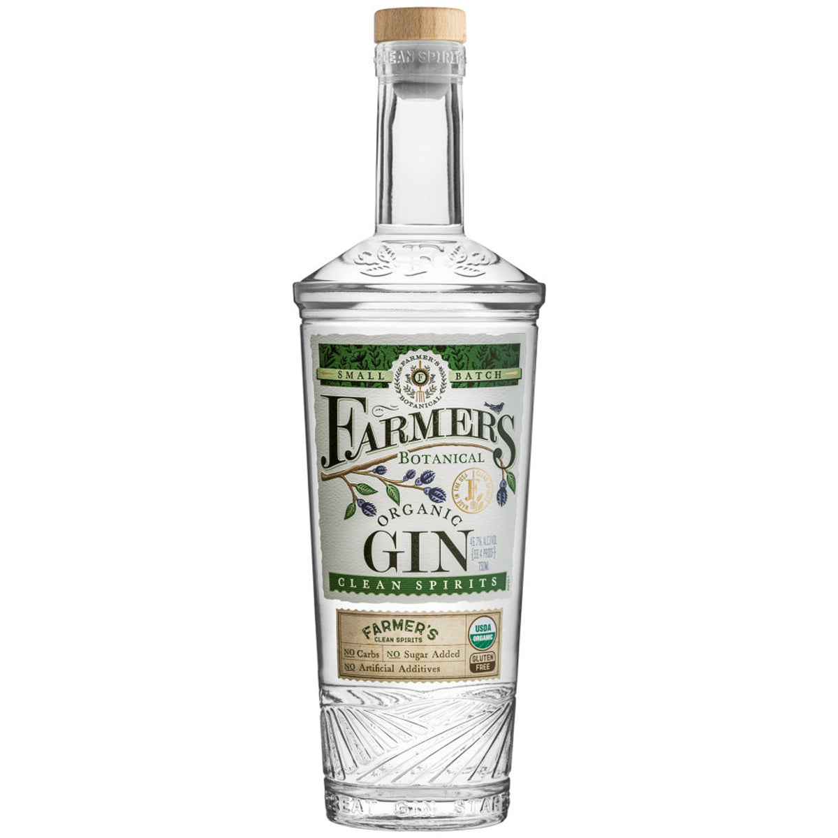 Bottle of Farmer's Organic Gin, a gin from the United States, 750ml