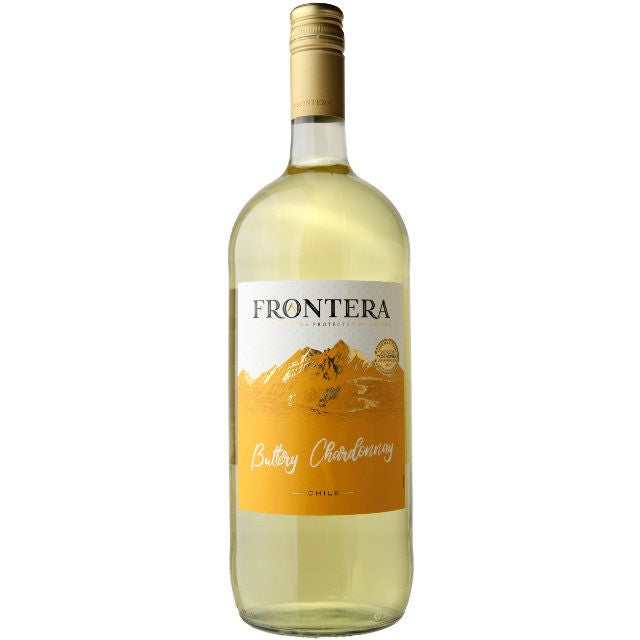 Bottle of Frontera Chardonnay, a white wine from Chile's Central Valley, 1.5L