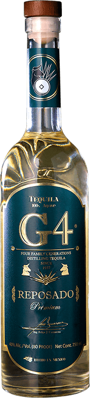 Bottle of G4 Reposado Tequila, a reposado tequila from Jalisco, Mexico, 750ml