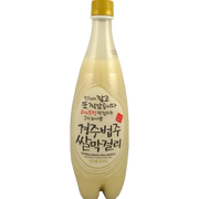 Bottle of Gyeongju Beopju Ssal Makgeolli, a Korean rice wine from Gyeongju, North Gyeongsang, South Korea, 750ml