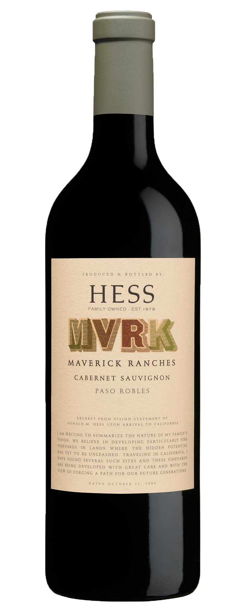 Bottle of Hess MVRK Maverick Ranches Paso Robles Cabernet Sauvignon 2023, a Cabernet Sauvignon from Paso Robles, California, 750ml