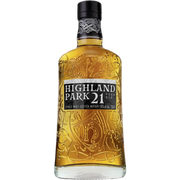 Bottle of Highland Park 21 Year, an Orkney single malt Scotch whisky from Scotland