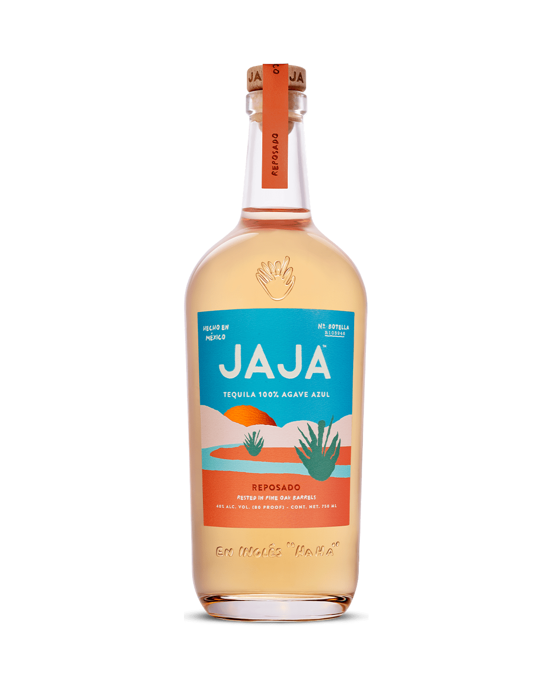 Bottle of JaJa Reposado Tequila, a reposado tequila from Jalisco, Mexico, 750ml