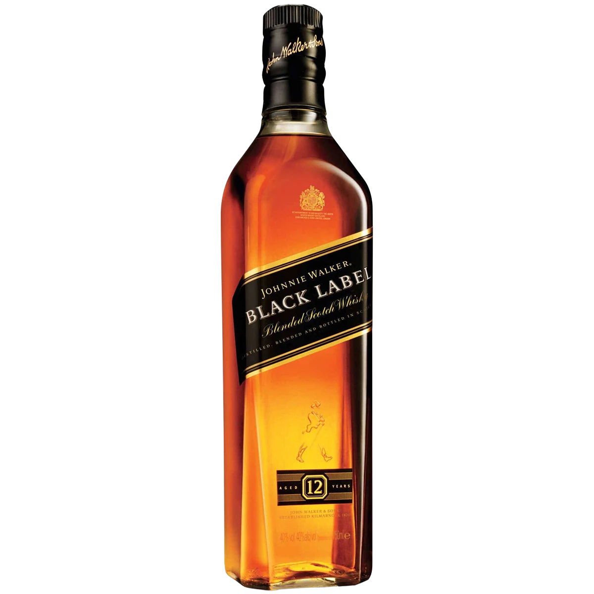 Bottle of Johnnie Walker Black Label 12 Year Blended Scotch Whisky from Scotland