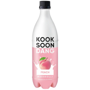 Bottle of Kooksoondang Peach Makgeolli, a Korean rice wine from South Korea, 750ml