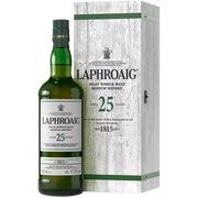 Bottle of Laphroaig 25 Year Cask Strength, an Islay single malt Scotch whisky from Scotland