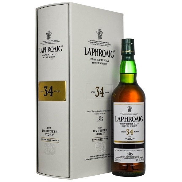 Bottle of Laphroaig The Ian Hunter Story Book 4 Malt Master 34 Year, an Islay single malt