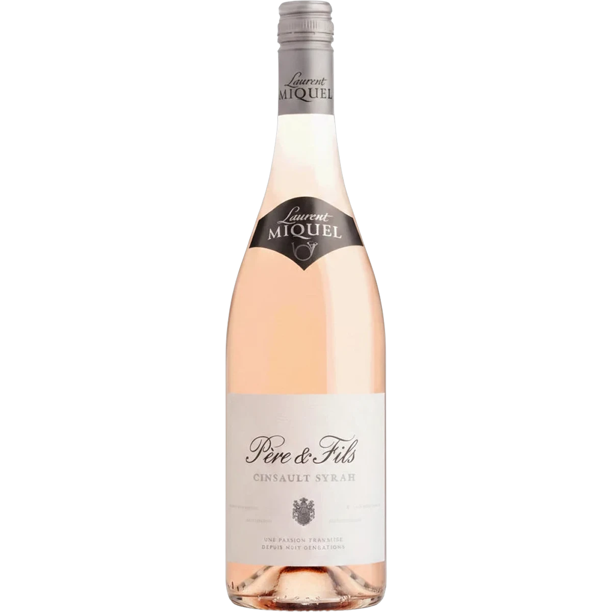 Bottle of Laurent Miquel Pere et Fils Cinsault Syrah Rose 2025, a rose wine from the Pays d'Oc, France, 750ml