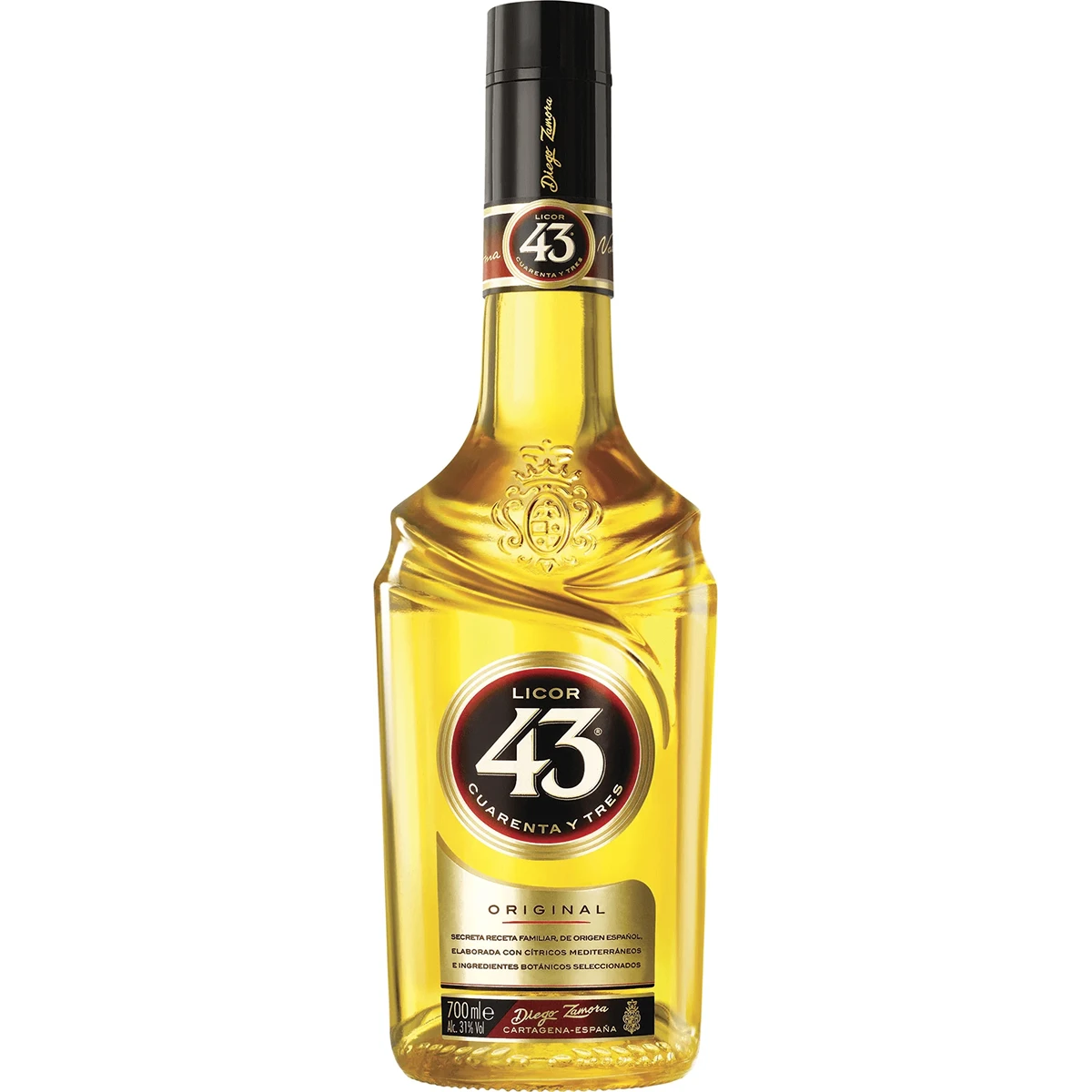 Bottle of Licor 43 Cuarenta y Tres Liqueur, a vanilla liqueur from Spain