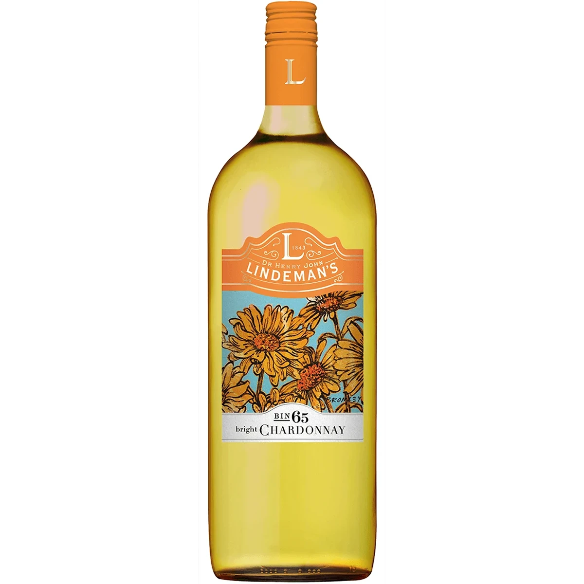 Bottle of Lindeman's Bin 65 Chardonnay, a white wine from South Eastern Australia, 1.5L