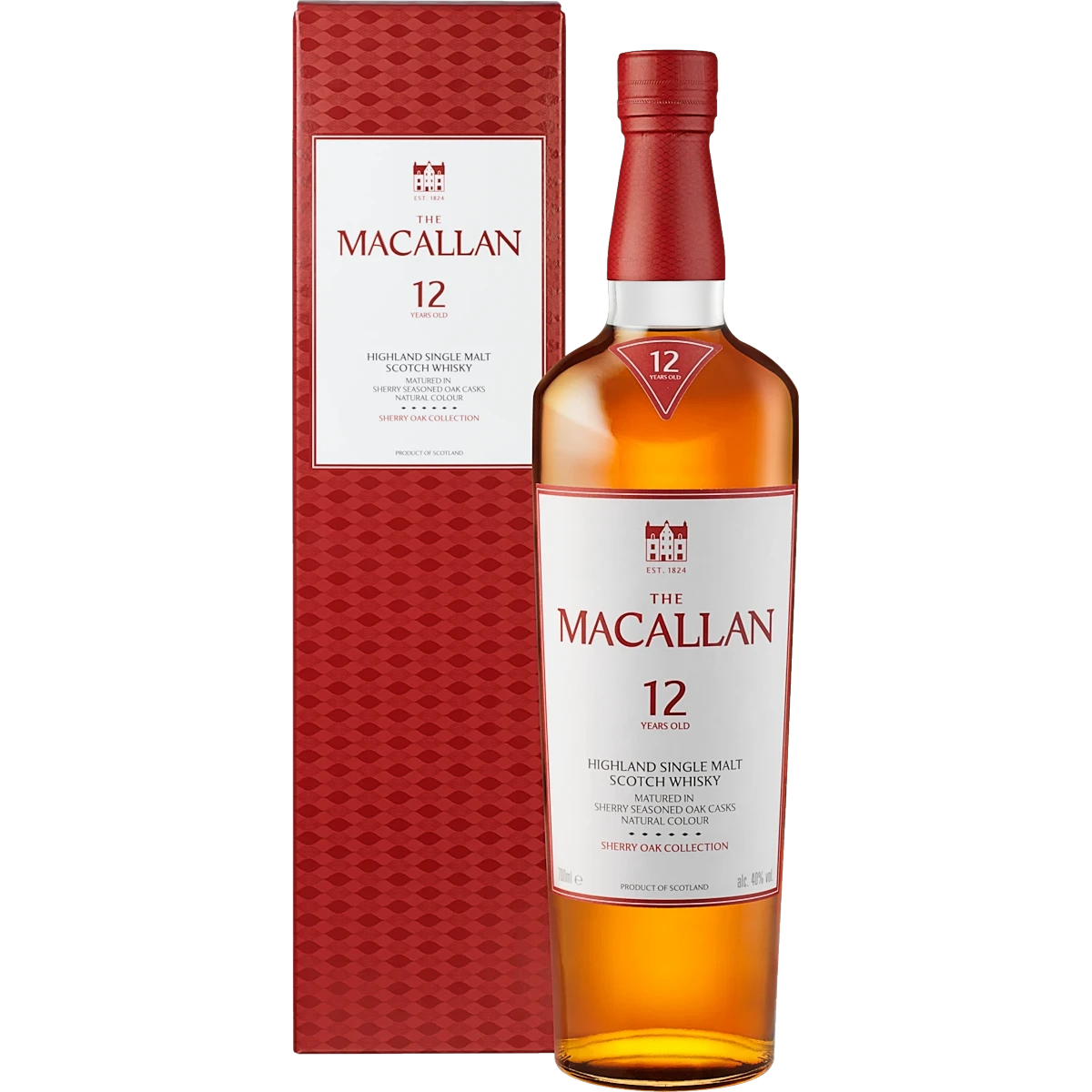 Bottle of The Macallan Sherry Oak, a Speyside single malt Scotch whisky