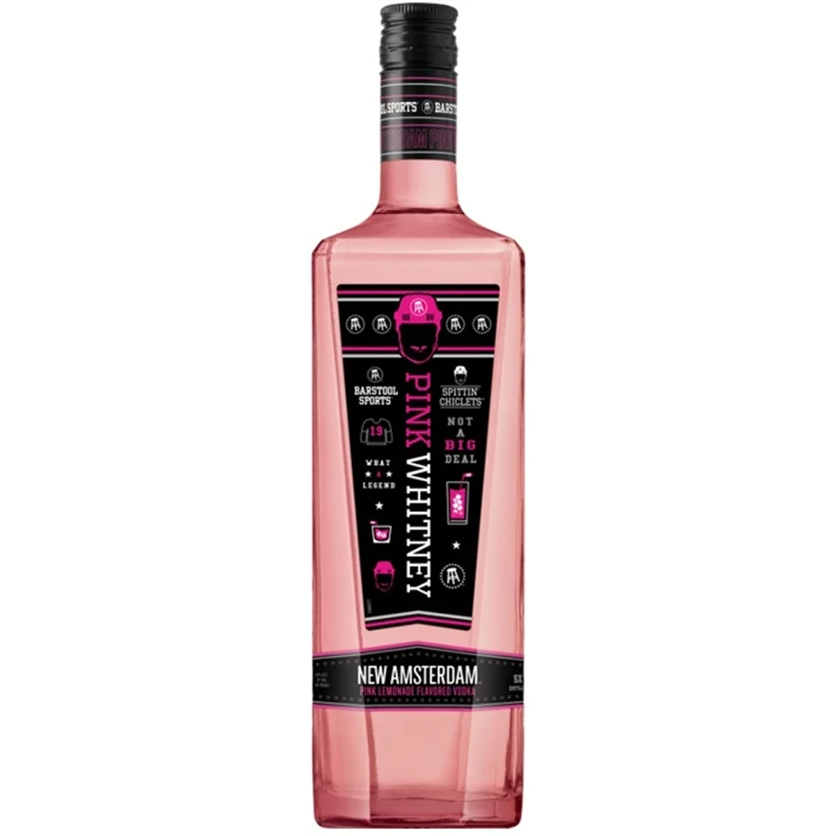 Bottle of New Amsterdam Pink Whitney Pink Lemonade Vodka, a flavored vodka from the United States