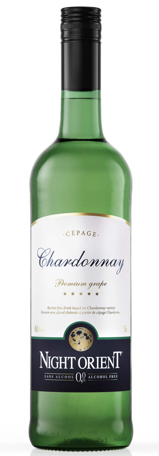 Bottle of Night Orient Non-Alcoholic Chardonnay, a non-alcoholic white wine from Belgium, 750ml