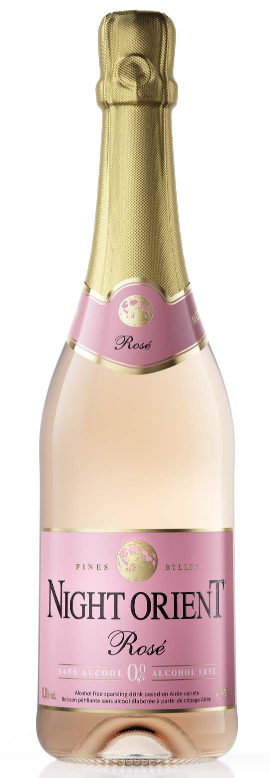 Bottle of Night Orient Non-Alcoholic Rosé Sparkling, a non-alcoholic sparkling rosé wine from Belgium, 750ml