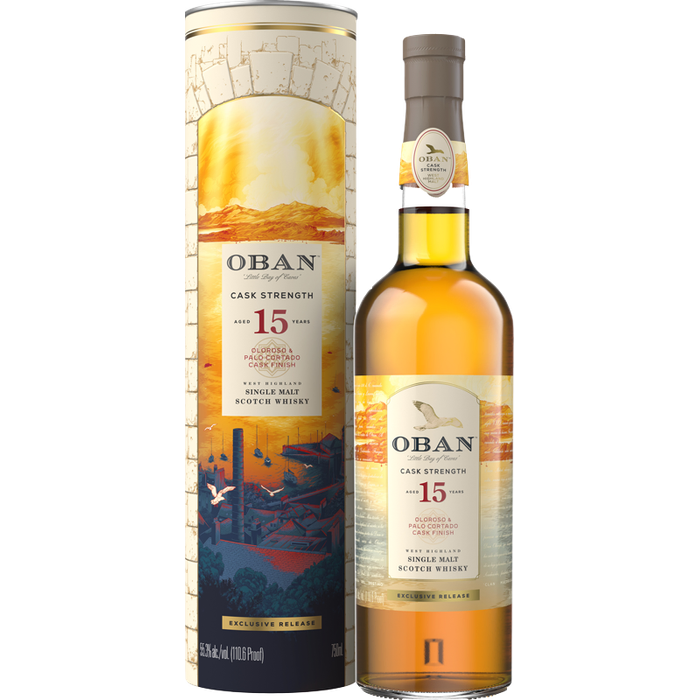 Bottle of Oban 15 Year Cask Strength, a West Highland single malt Scotch whisky