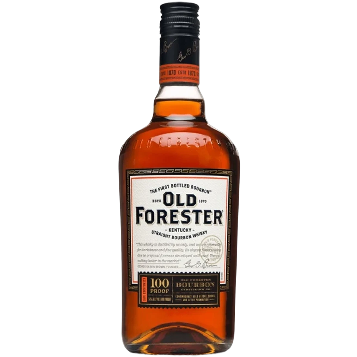 Bottle of Old Forester 100 Proof, a Kentucky straight bourbon whiskey from the United States
