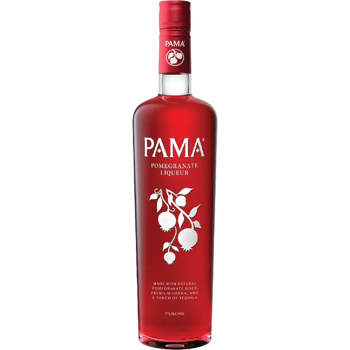 Bottle of PAMA Pomegranate Liqueur, a fruit liqueur from the United States
